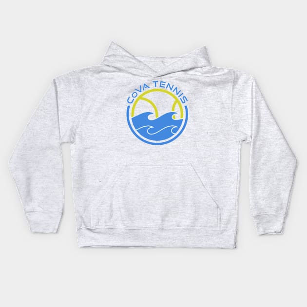 CoVA Tennis - Coastal Virginia Tennis Ball and Beach Waves Logo Design Kids Hoodie by CoVA Tennis